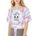 Kawaii Pony Women's One-Shoulder T-Shirt with Bow Tie Sleeves – Cute & Stylish