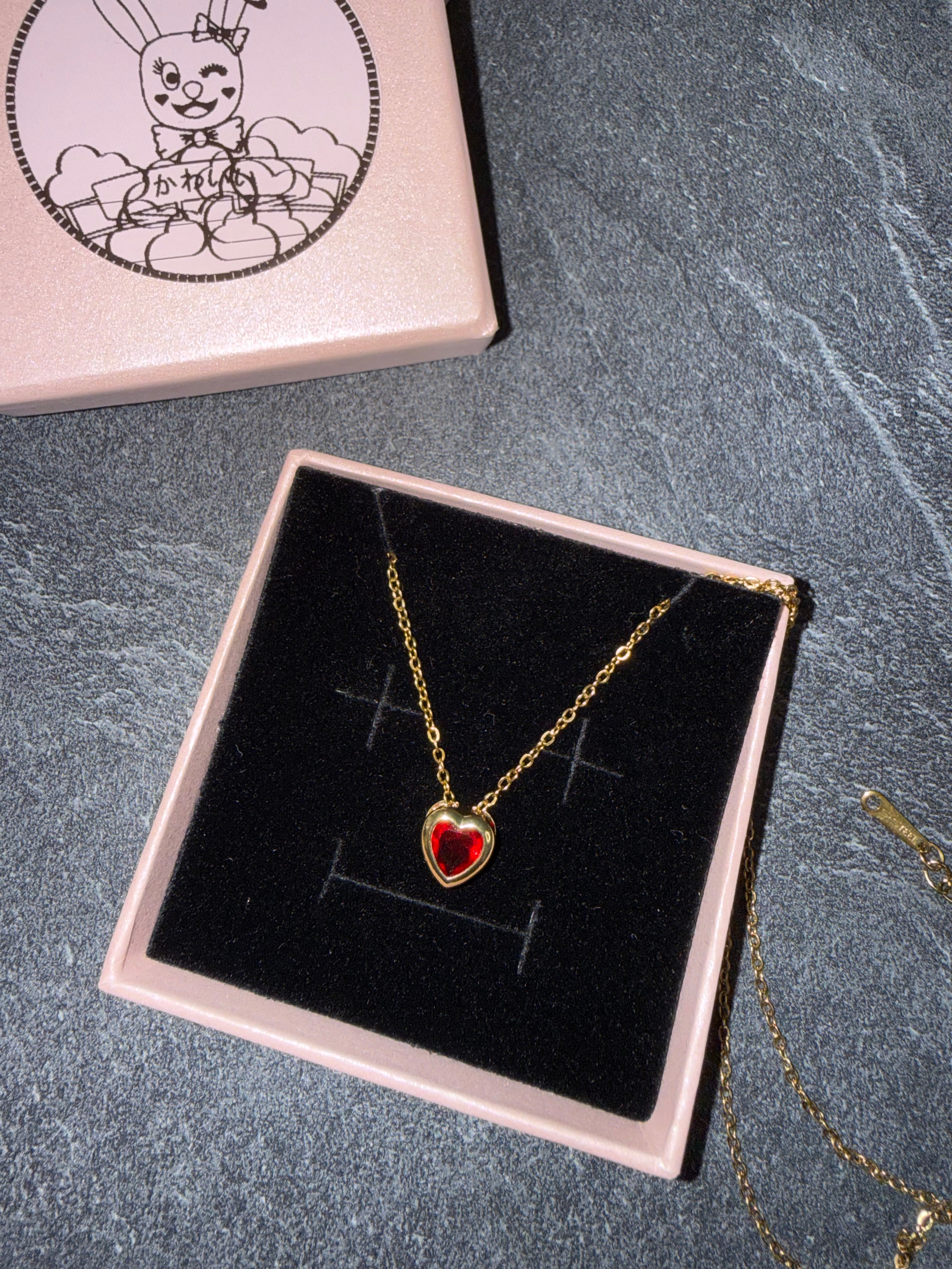 Gold-Tone Heart Pendant Necklace – Cute Stainless Steel Style Jewelry