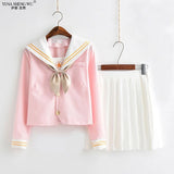 New Sakura Light Pink Japanese School Uniform Schoolgirl Sailor Suit Student Clothes For Girls Anime Kawaii Cosplay Korean Style