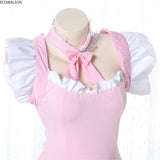Cute Pink Lolita Maid Dress Set | Kawaii Japanese Cosplay Outfit with Ruffles & Apron
