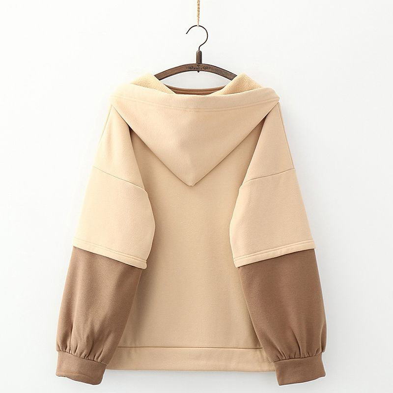 Harajuku Fashion Women Hoodies Winter Clothes Kawaii Fleece Cute Bear Anime Sweatshirt Teen Girls Aesthetic Long Sleeve Pullover