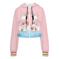 Happy Day Kawaii Cropped Full-Zip Hoodie-Super Heavy 375g