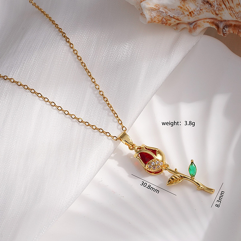 Tulip Bloom Necklace – Gold Plated Tulip Flower Pendant | 5 Colors