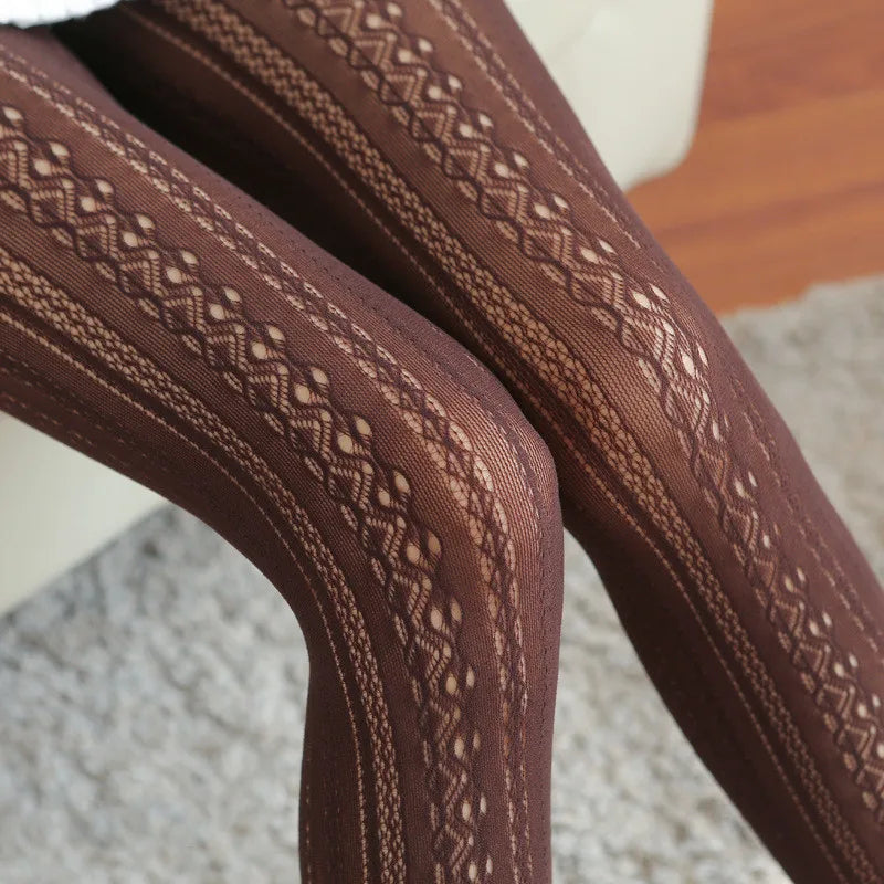 Sweet Lolita Stripe Nylon Stockings Women Sexy Thin Pantyhose Fishnet Stockings High Tights Dress