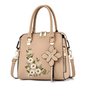 Luxury Embroidery Handbag For Women PU Leather Tassel Crossbody Bag