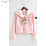 New Sakura Light Pink Japanese School Uniform Schoolgirl Sailor Suit Student Clothes For Girls Anime Kawaii Cosplay Korean Style