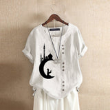 Embroidered Short Sleeve Top O Neck Blusas