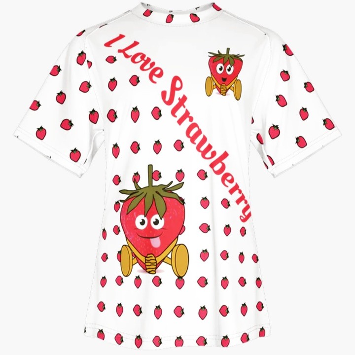 I Love Strawberry Women’s Athletic Jersey-Heavyweight 225g