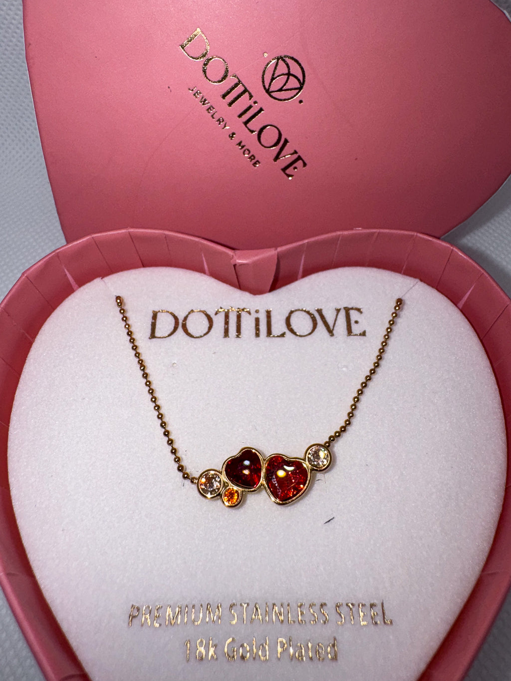 Red Heart Necklace – Stainless Steel Cherry Heart Pendant | Gold & Silver