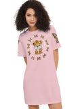 Kawaii Tiger with Butterflies Women's Short-Sleeve T-Shirt Dress-Heavyweight 225g