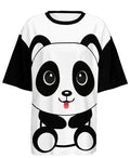 Kawaii Panda Women’s Oversized Short-Sleeve T-Shirt-Heavyweight 225g