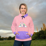 Kawaii Cat Rainbow Heart Glasses Hoodie, Cute Sweatshirt, Women's Athletic Pullover, Colorful Jumper, Kitty Hoody