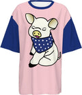 Kawaii Pig Women's Oversized Short-Sleeve T-Shirt-Heavyweight 225g