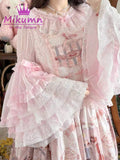 Mikumn Harajuku Y2K Lolita Blouse – Victorian-Inspired Lace Top with Bows & Flare Sleeves