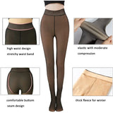 Women's Thermal Fleece Tights | Fake Translucent Winter Pantyhose – Warm Velvet Lined Slim Stretch Stockings