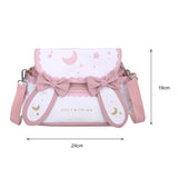 Kawaii Women Shoulder Bag for Girls Sweet Messenger Bag Cute Moon Rabbit Crossbody Bag Causal Handbag Student Schoolbag Harajuku