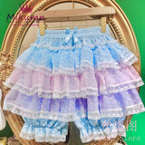 Mikumn Harajuku Lace Ruffle Shorts Skirt – Kawaii Y2K Lolita Bloomers | Elastic Waist Safety Pants
