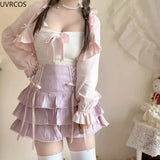 Kawaii Lolita Pleated Skirt – High Waist Pink Bandage Fairycore Y2K Aesthetic | Cute Women’s Faldas Mujer Moda 2025