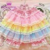 Mikumn Harajuku Lace Ruffle Shorts Skirt – Kawaii Y2K Lolita Bloomers | Elastic Waist Safety Pants
