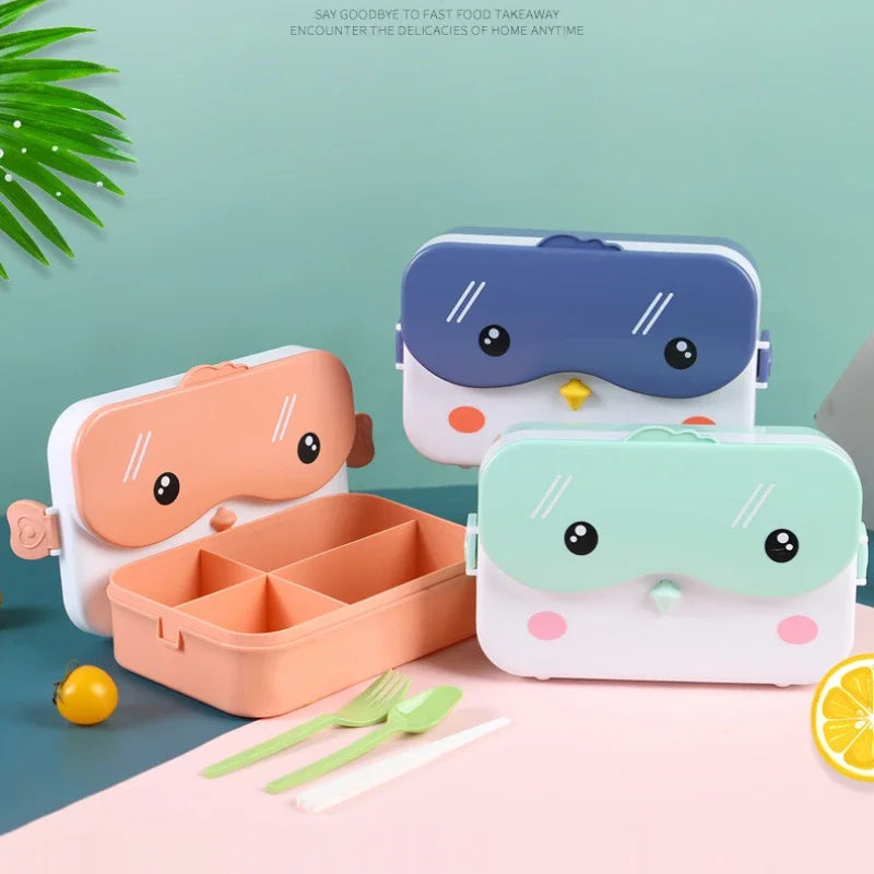 School Kids Bento Lunch Box Rectangular Leakproof Plastic Anime Portable Microwave Food Container School Child Lunchbox