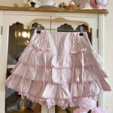Kawaii Lolita Pleated Skirt – High Waist Pink Bandage Fairycore Y2K Aesthetic | Cute Women’s Faldas Mujer Moda 2025