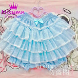 Mikumn Harajuku Lace Ruffle Shorts Skirt – Kawaii Y2K Lolita Bloomers | Elastic Waist Safety Pants