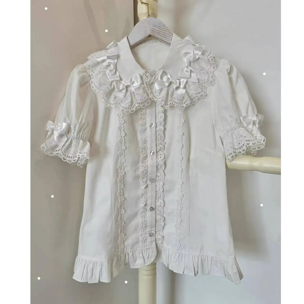 Japanese Kawaii Lolita Blouse | Women’s Sweet Puff Sleeve Shirt with Peter Pan Collar