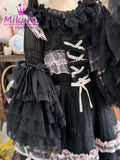 Mikumn Harajuku Y2K Lolita Blouse – Victorian-Inspired Lace Top with Bows & Flare Sleeves