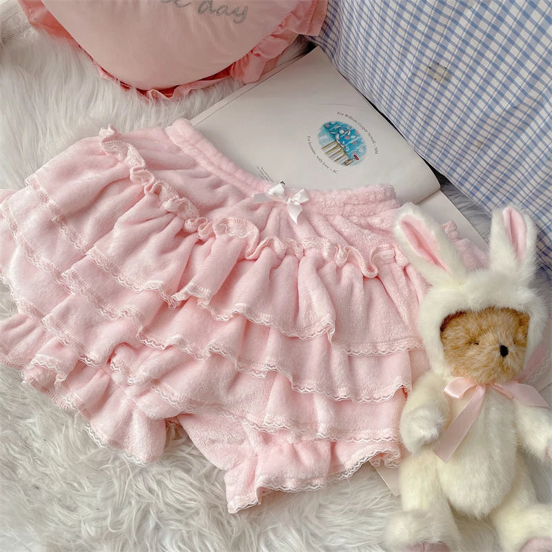 Japanese Lolita Kawaii Shorts – Women’s Pleated Bow Shorts | Sweet Y2K Korean Cute Fashion