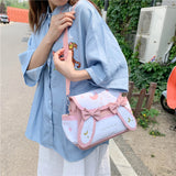 Kawaii Women Shoulder Bag for Girls Sweet Messenger Bag Cute Moon Rabbit Crossbody Bag Causal Handbag Student Schoolbag Harajuku