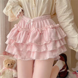 Japanese Lolita Kawaii Shorts – Women’s Pleated Bow Shorts | Sweet Y2K Korean Cute Fashion