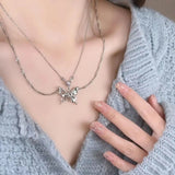 Y2K Butterfly Necklace for Women Girls Silver Color Crystal Pendant Clavicle Chain Necklaces Fashion New Trendy 2025 Party