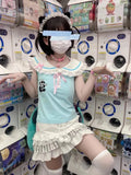 HOUZHOU Kawaii Sweet Patchwork Lace T Shirts Women Japanese Fashion Y2k Harajuku Bow Cartoon Embroidery Slim Tees Tops Soft Girl