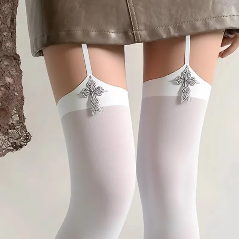 Gothic Cross Thigh High Stockings