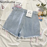 Japanese Denim Shorts for Women – High Waist Embroidered Bandage Shorts | Cute 2025 Fashion Bottoms