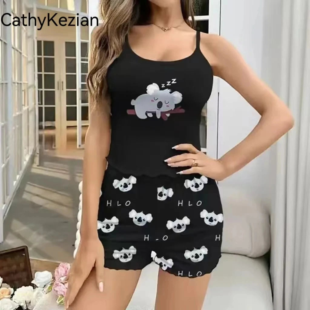 Women’s Pajama Set – Soft Camisole and Shorts Sleepwear | Lightweight, Breathable, Printed Loungewear