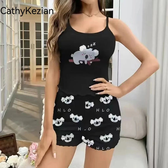 Women’s Pajama Set – Soft Camisole and Shorts Sleepwear | Lightweight, Breathable, Printed Loungewear