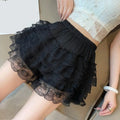 Black & White Pleated Lolita Safety Shorts – Ruffle Knickers, Vintage-Style Bloomers, Princess Underpants for Women