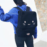 Japanese Stupid Cute 3D Cat Large Capacity Book Bag, Girl Cartoon Backpack, Women's Backpacks