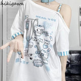 Japanese Anime Oversized T-Shirt – Women’s Summer Off-Shoulder Y2K Top | Casual 2025 Fashion Tee