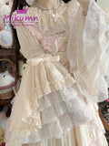 Mikumn Harajuku Y2K Lolita Blouse – Victorian-Inspired Lace Top with Bows & Flare Sleeves