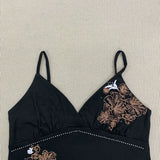 Harajuku Flower Print Tank Top – Women’s Gothic Rhinestone Cami | Vintage Black Off-Shoulder Summer Vest