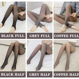 Women's Thermal Fleece Tights | Fake Translucent Winter Pantyhose – Warm Velvet Lined Slim Stretch Stockings