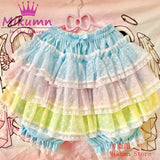 Mikumn Harajuku Lace Ruffle Shorts Skirt – Kawaii Y2K Lolita Bloomers | Elastic Waist Safety Pants