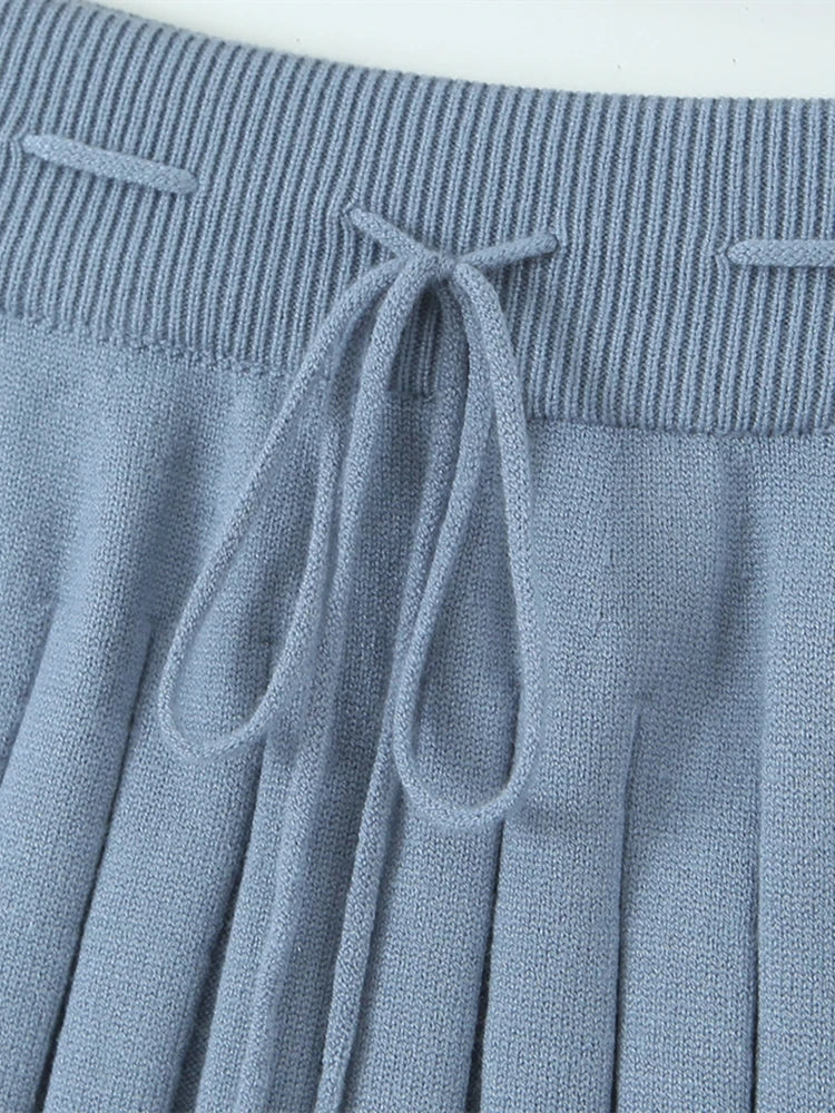 Kawaii Chu Sau Autumn Chic Striped Mini Skirt with Sashes