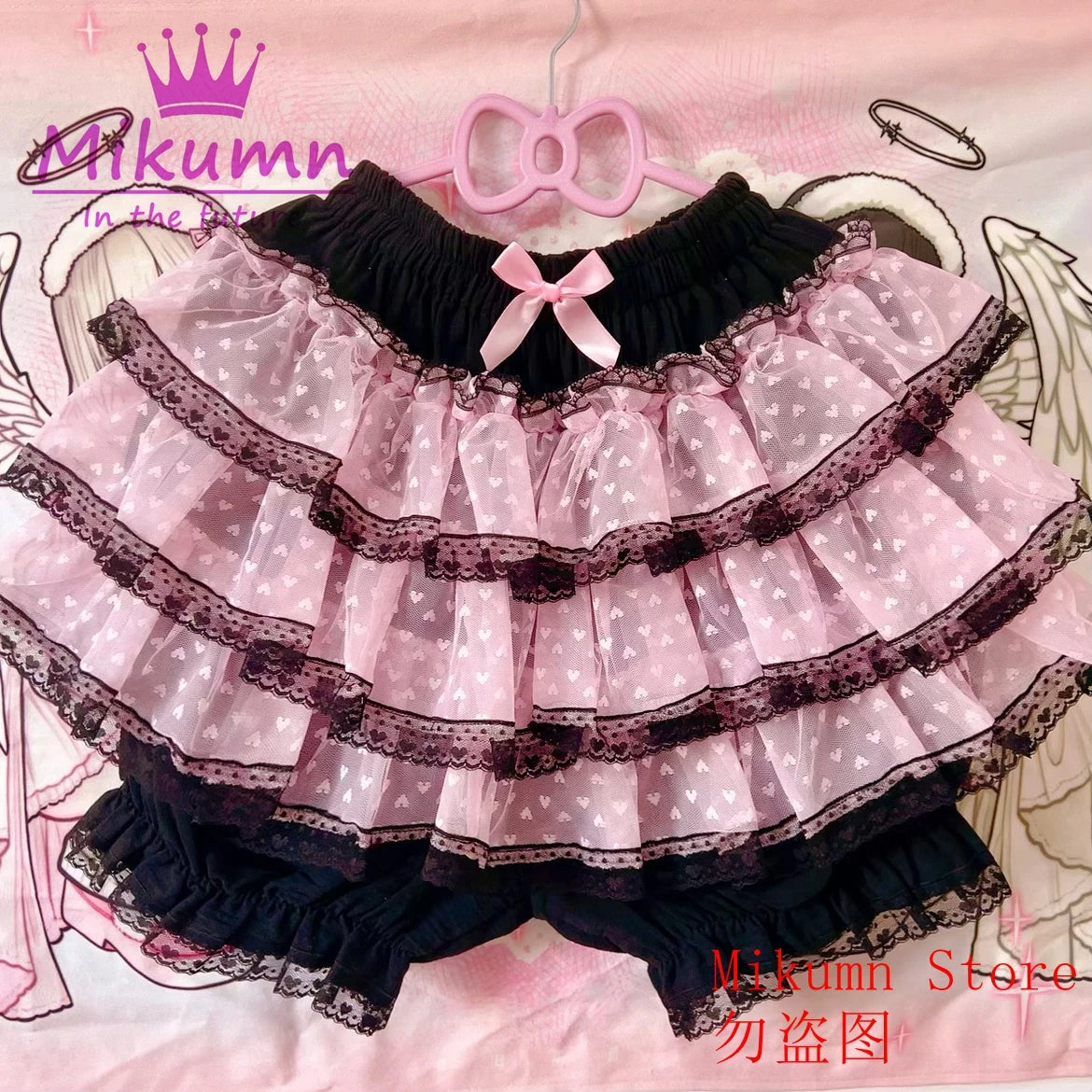 Mikumn Harajuku Lace Ruffle Shorts Skirt – Kawaii Y2K Lolita Bloomers | Elastic Waist Safety Pants