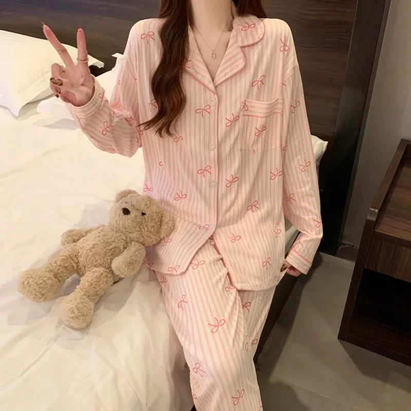 Pink Bow Kawaii Pajama Set