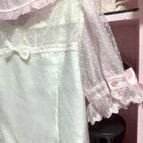 Sweet Lolita Lace Bow Blouse | Women’s Kawaii Pink Short Sleeve Shirt – Elegant Loose Fit Chic Top