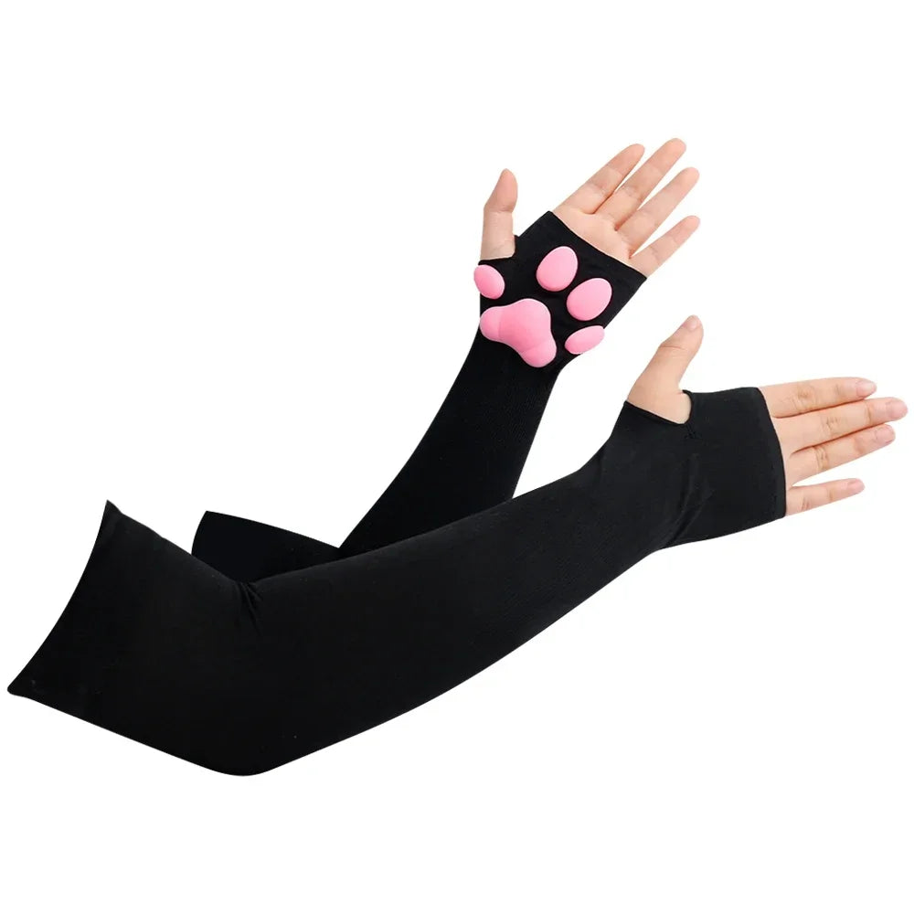 3D Cat Paw Arm Sleeves | Kawaii Sun Protection Sleeves with Cute Kitty Paw Pads for Cosplay & Everyday Wear