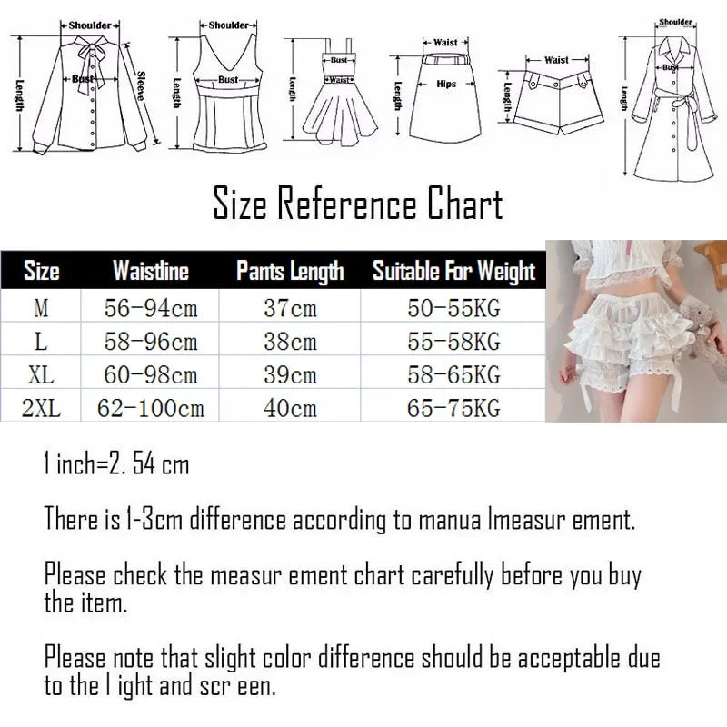 Black & White Lolita Bloomers | Pleated Safety Shorts
